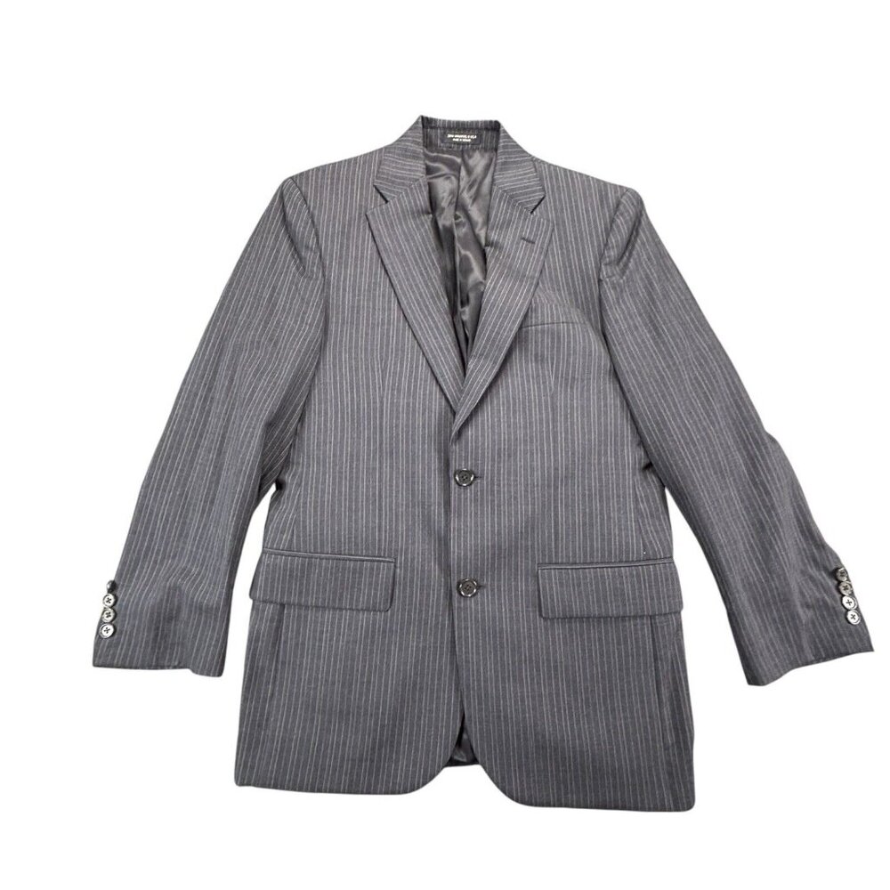 John Varvatos USA Blazer Size 36R Gray White Striped Wool 120s Jacket Sullivan